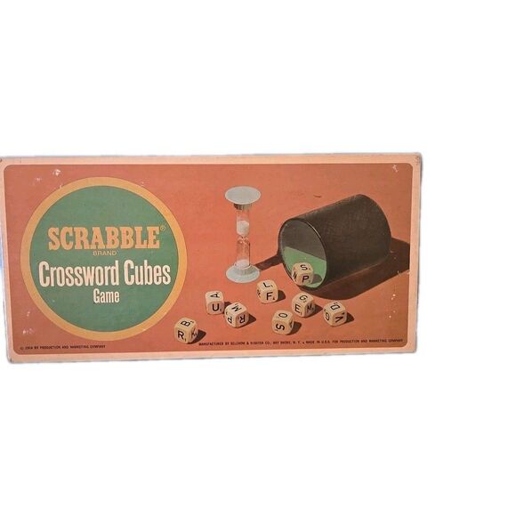 Vintage Scrabble Crossword Cubes Game 1964 Selchow & Righter w/ Timer and Shaker - Picture 1 of 7
